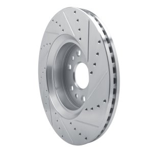 Jeep Grand Wagoneer L Brake Rotor (1) - Front Left - R1 Concepts - Drilled & Slotted - Silver - `21-`25
